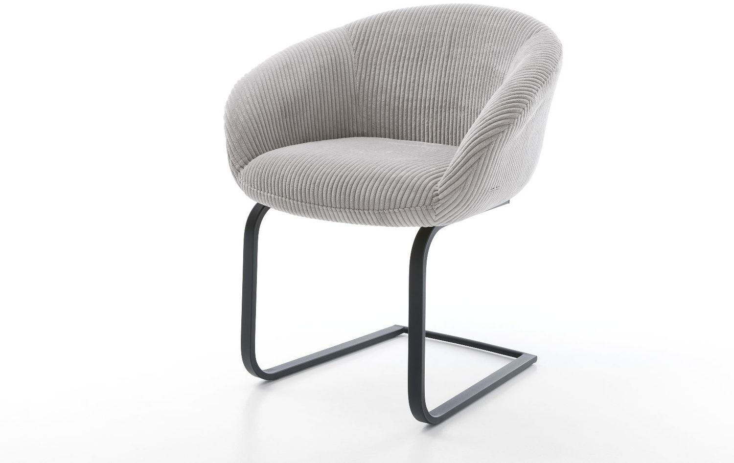 Freischwinger Vinka-Flex mit Armlehnen Cord Silbergrau Freischwinger flach Schwarz Taschenfederkern Bild 1