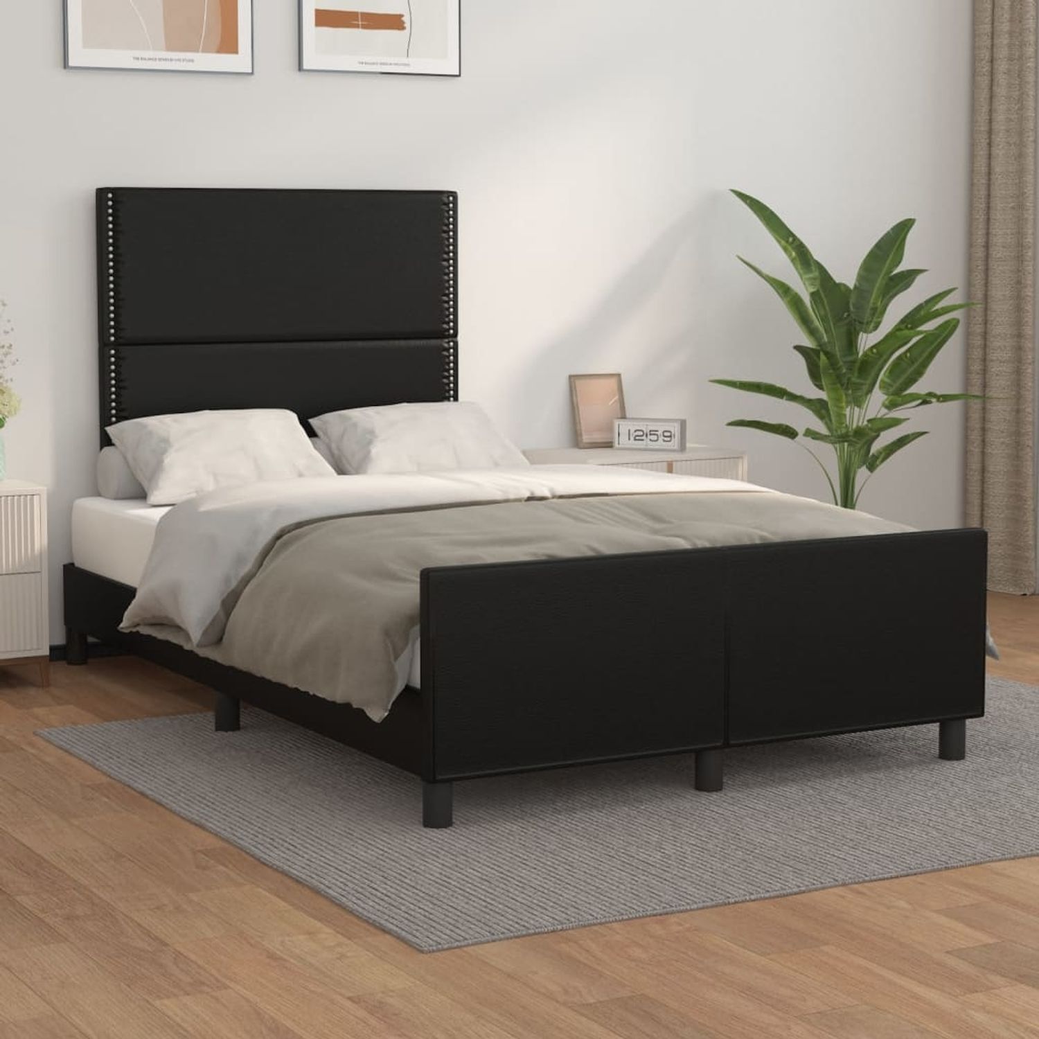 vidaXL Bettgestell ohne Matratze Schwarz 120x190 cm Kunstleder 3270554 Bild 1
