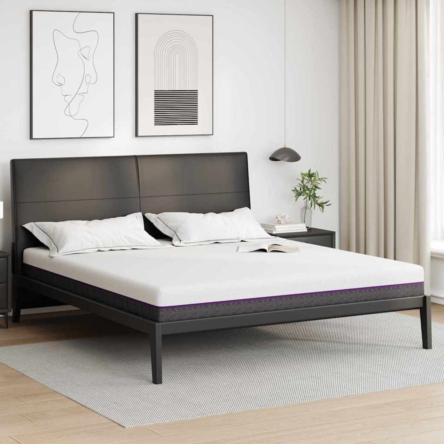 vidaXL Matratze Weiß und Grau 200 x 200 cm Jacquard-Stoff 4106333 Bild 1