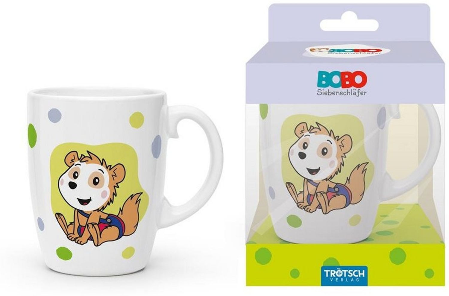 Trötsch Verlag Tasse Bobo Siebenschläfer - Kindertasse Punkte grün (6er-VE) Bild 1