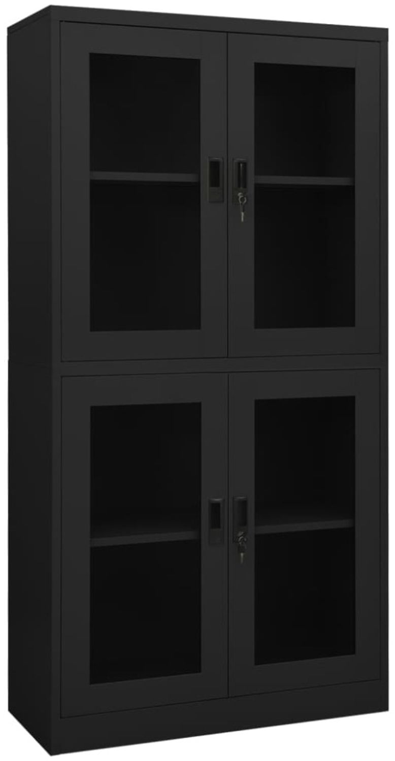 vidaXL Büroschrank Anthrazit 90 x 40 x 180 cm Stahl und Hartglas Bild 1