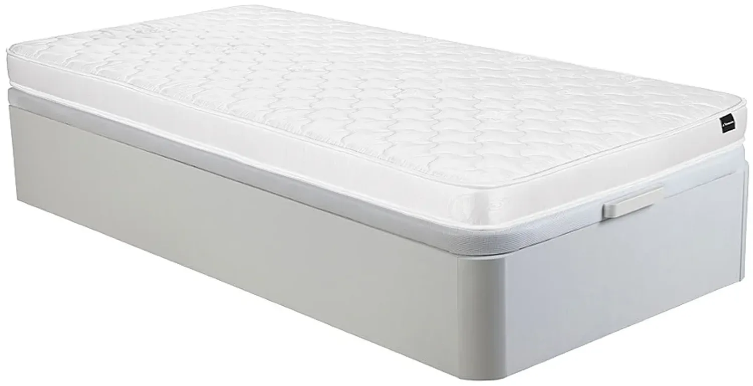 Vente-unique - DANAE Mattress and bed base set StoffHolz, Platte Weiß - B 90 cm x H 15 cm30 cm x L 190 cm Bild 1