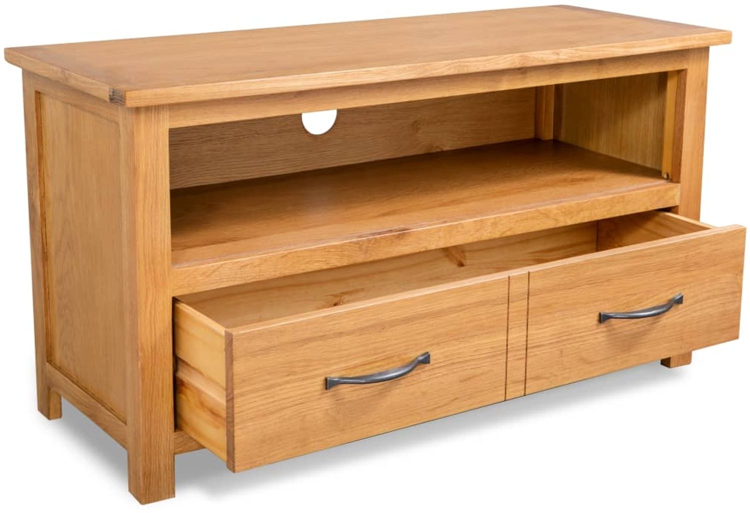 TV-Schrank, Lowboard TV 90x35x48 cm Massivholz Eiche d6397e Bild 1