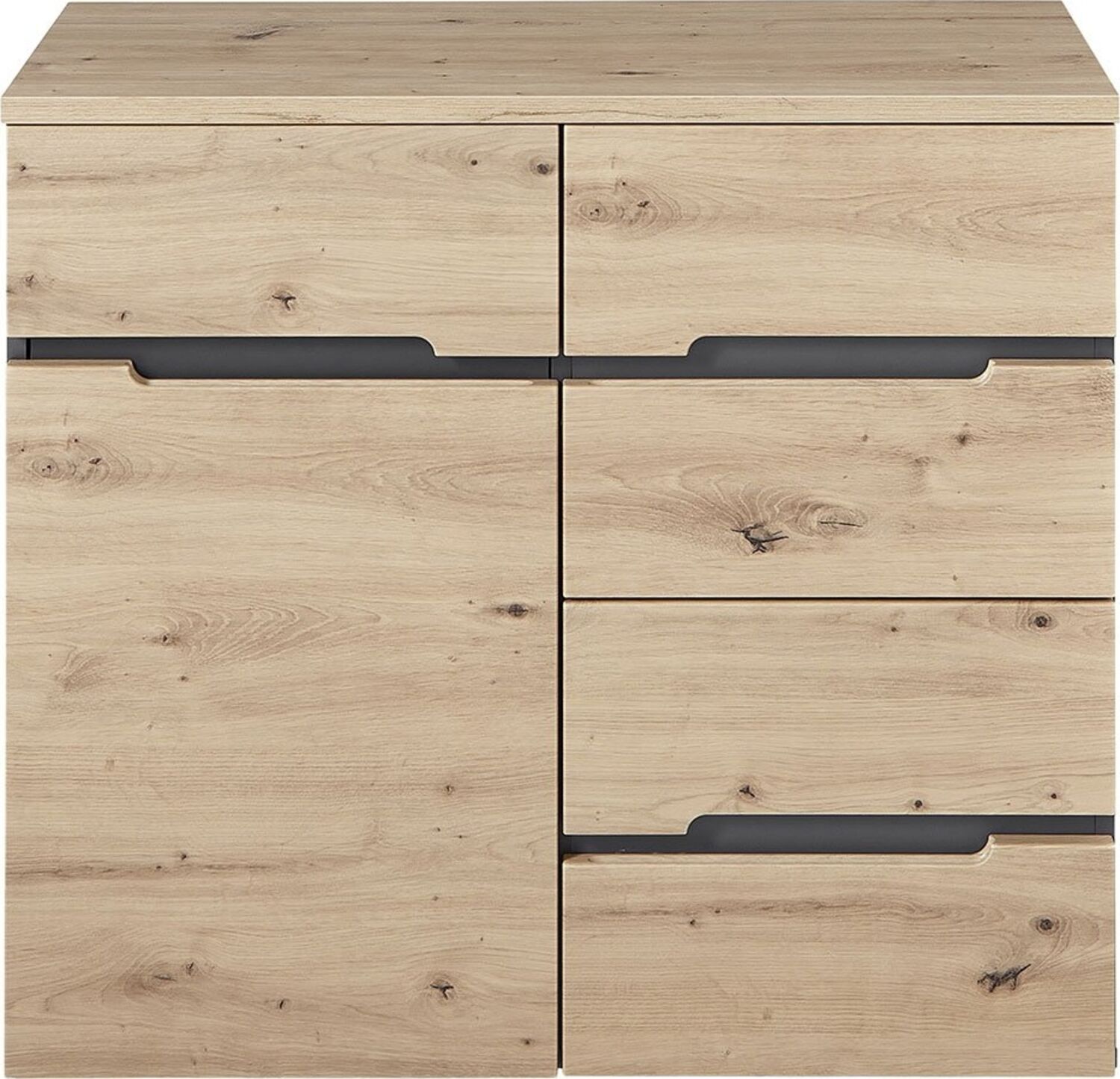 Kommode Melanie / Memphis, Holzwerkstoff, Grau, Holzfarben, 90 x 82 x 38 cm Bild 1