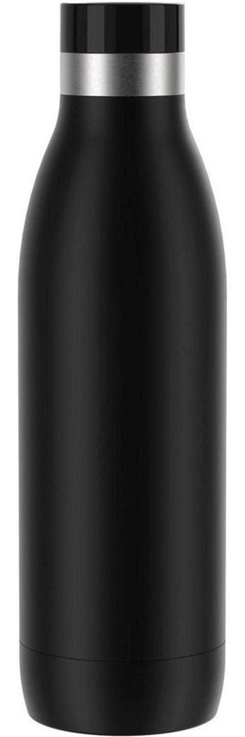 Emsa Bludrop Color Trinkflasche, mit Quick-Press Verschluss, spülmaschinenfest, Edelstahl Schwarz, 0,7 Liter Bild 1