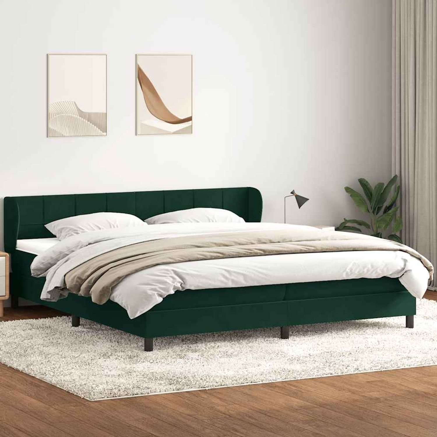 vidaXL Boxspringbett mit Matratzen Dunkelgrün 180x220 cm Samt 3317580 Bild 1