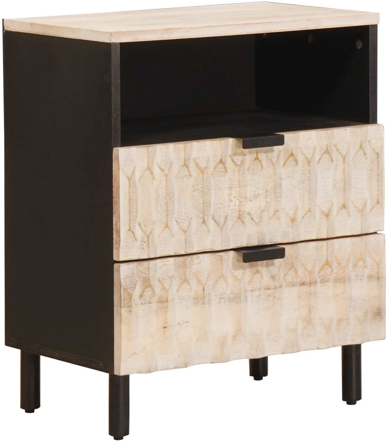 vidaXL Nachttisch mit Schubladen Weiß 50 x 33 x 60 cm Massivholz Mango 4017874 Bild 1