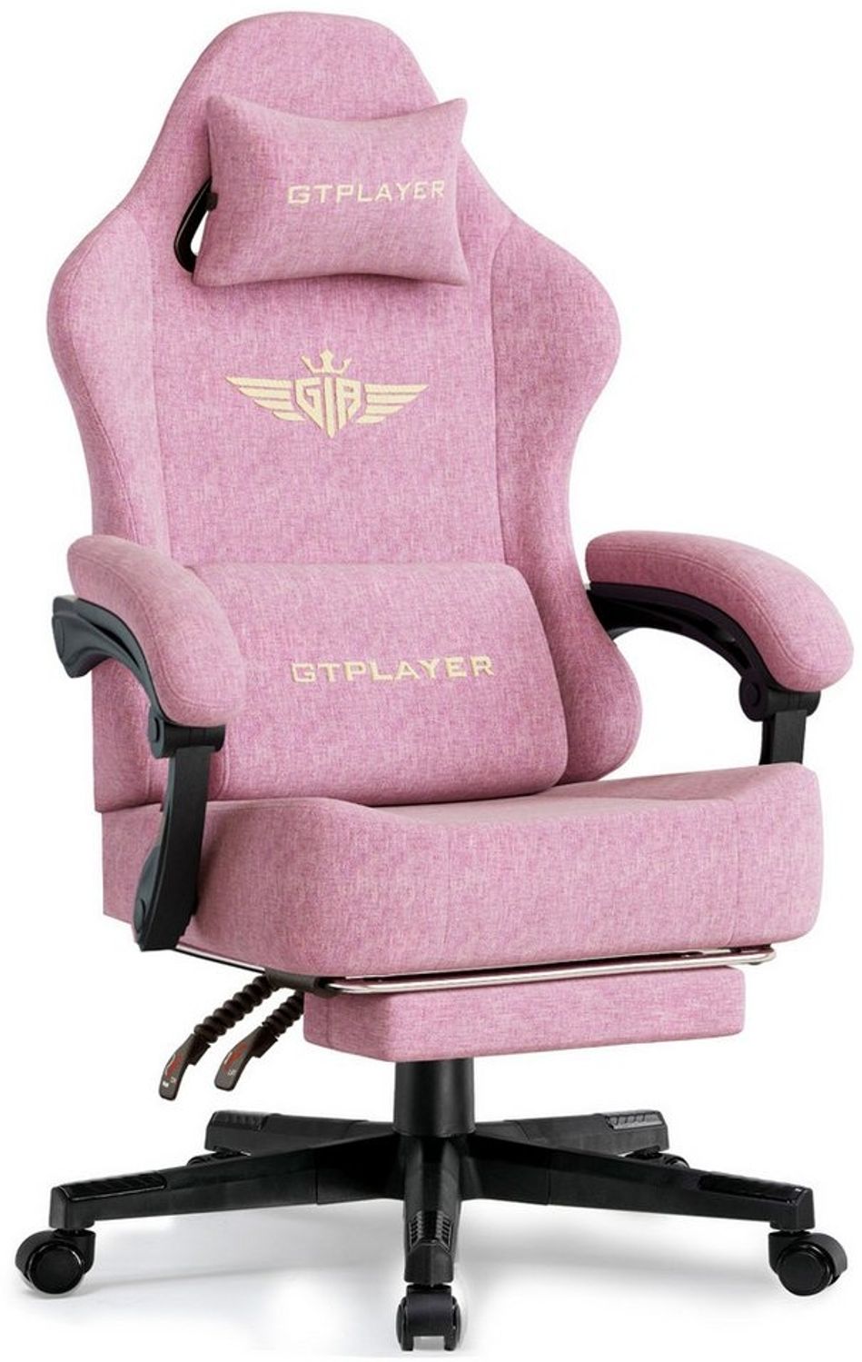GTPLAYER Gaming-Stuhl Atmungsaktiver Bürostuhl, ergonomisch Hochwertiger - Stoff/Kunstleder, 160° Verstellbare Rückenlehne und ausziehbare Fußstütze Bild 1
