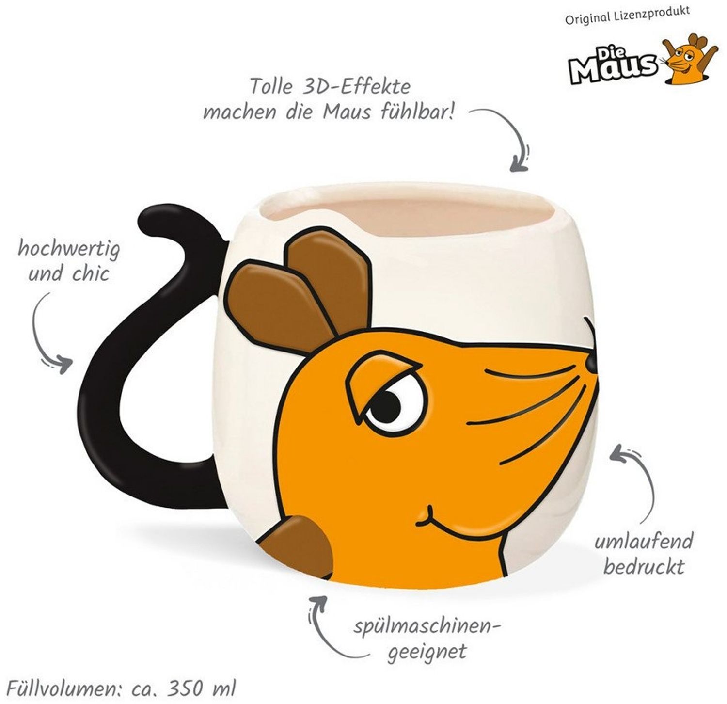 Trötsch Verlag Tasse Die Maus - 3D-Lieblingstasse (5er-VE) Bild 1