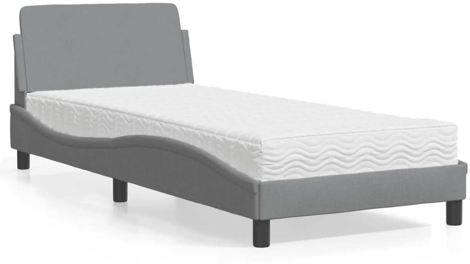vidaXL Bett mit Matratze "Dover" Hellgrau 90x200 cm Stoff 3208324 Bild 1