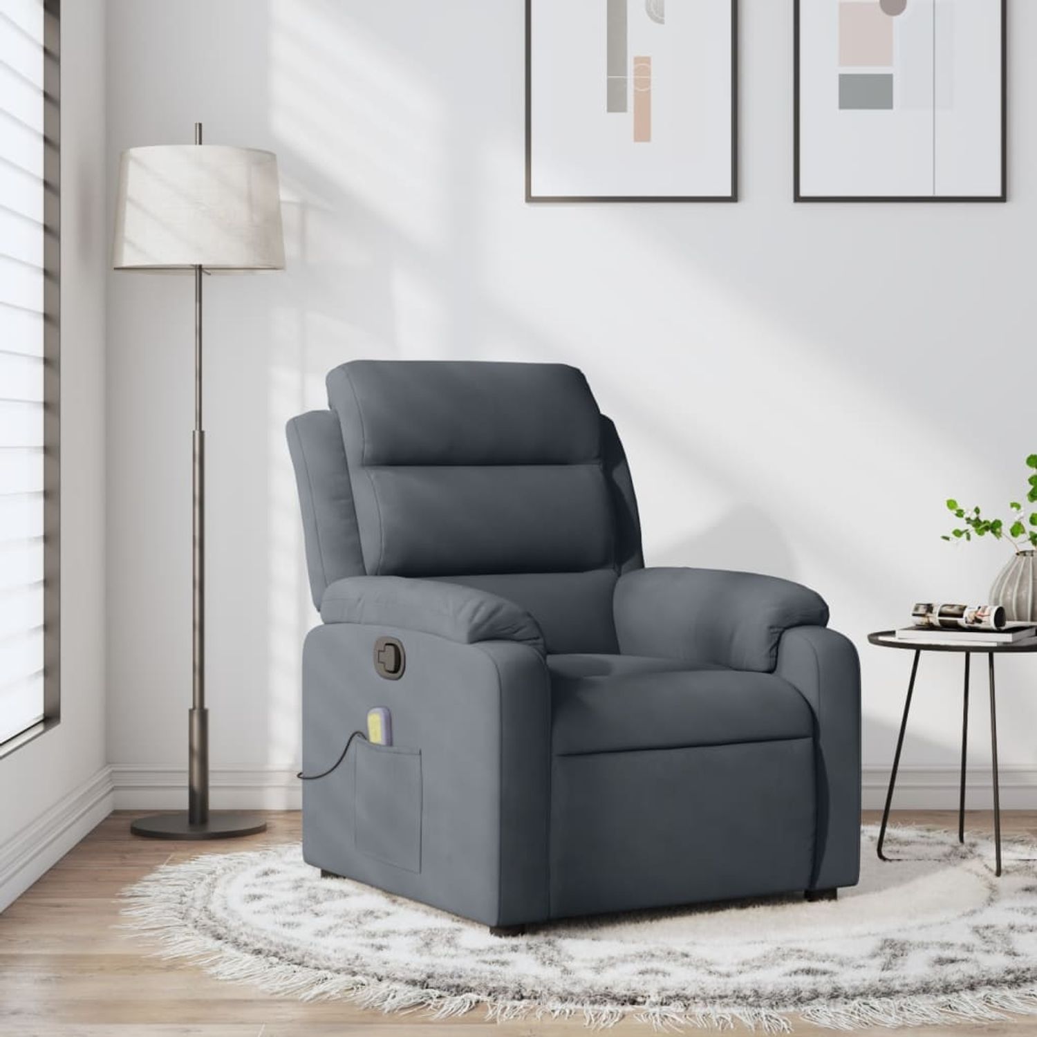 vidaXL Massage-Relaxsessel, dunkelgrauer Samt 3206173 Bild 1