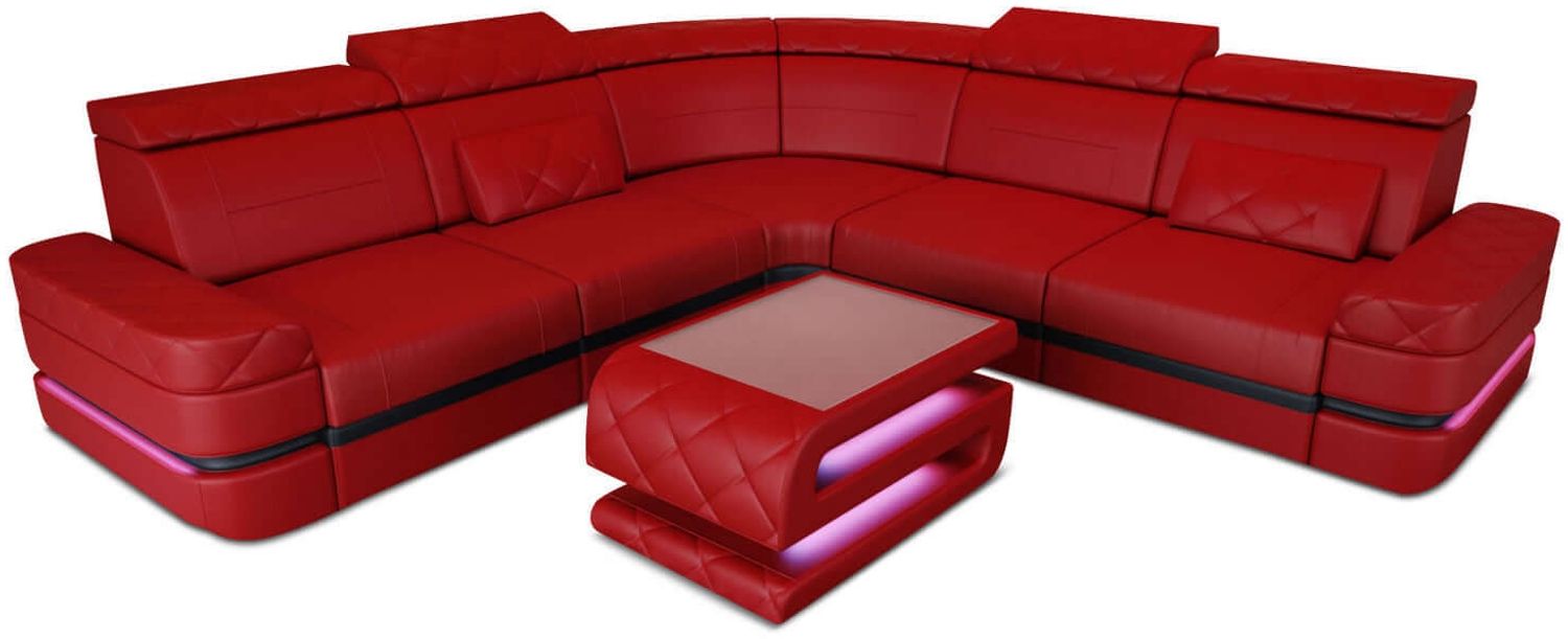 Mini Couch Positano L Form in Leder - Kunstleder - rot-schwarz Bild 1