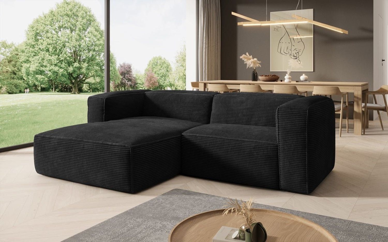 Luxusbetten24 Sofa Designer Sofa Comfy L Mini in Cord Bild 1