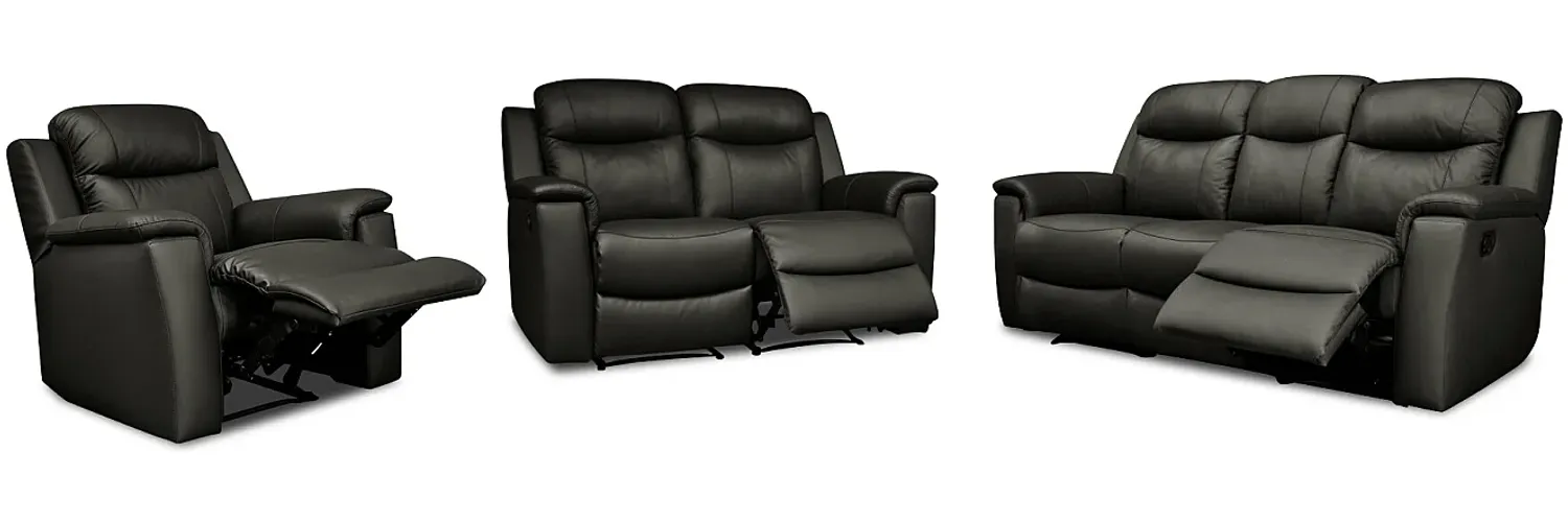 Vente-unique - EVASION Sofa and armchair set Leder Schwarz - B 96 cm x H 100 cm x L 205 cm165 cm95 cm Bild 1