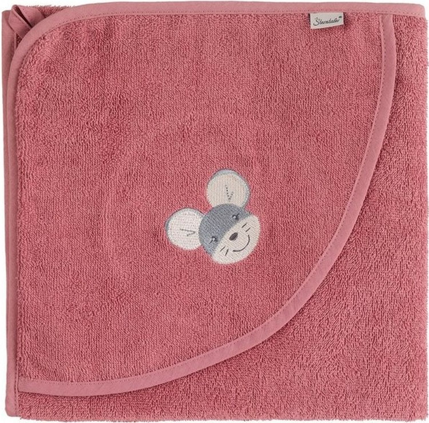 Sterntaler® Badetücher GOTS Kapuzenbadetuch 100 x 100 cm Mabel, 100 % Baumwolle (Bio) (1-St), Handtuch zum Baden - Nachhaltiges Badetuch 100x100 Maus Mabel aus Frottee, Rosa - Handtuch, Kuscheliges Kapuzenhandtuch - Handtuch Kinder mit appliziertem Sti... Bild 1