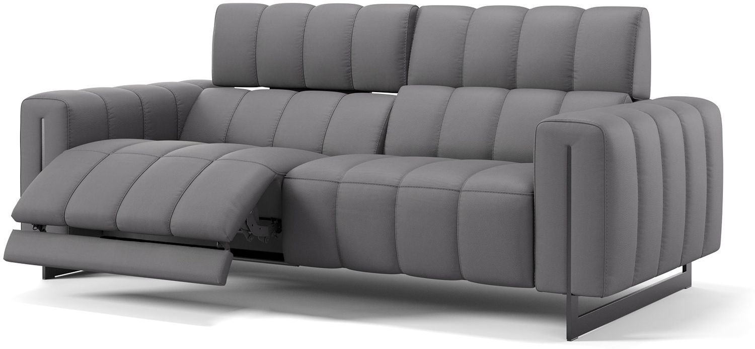 Sofanella 3-Sitzer Veneto Ledersofa elektrisch verstellbar in Grau Bild 1