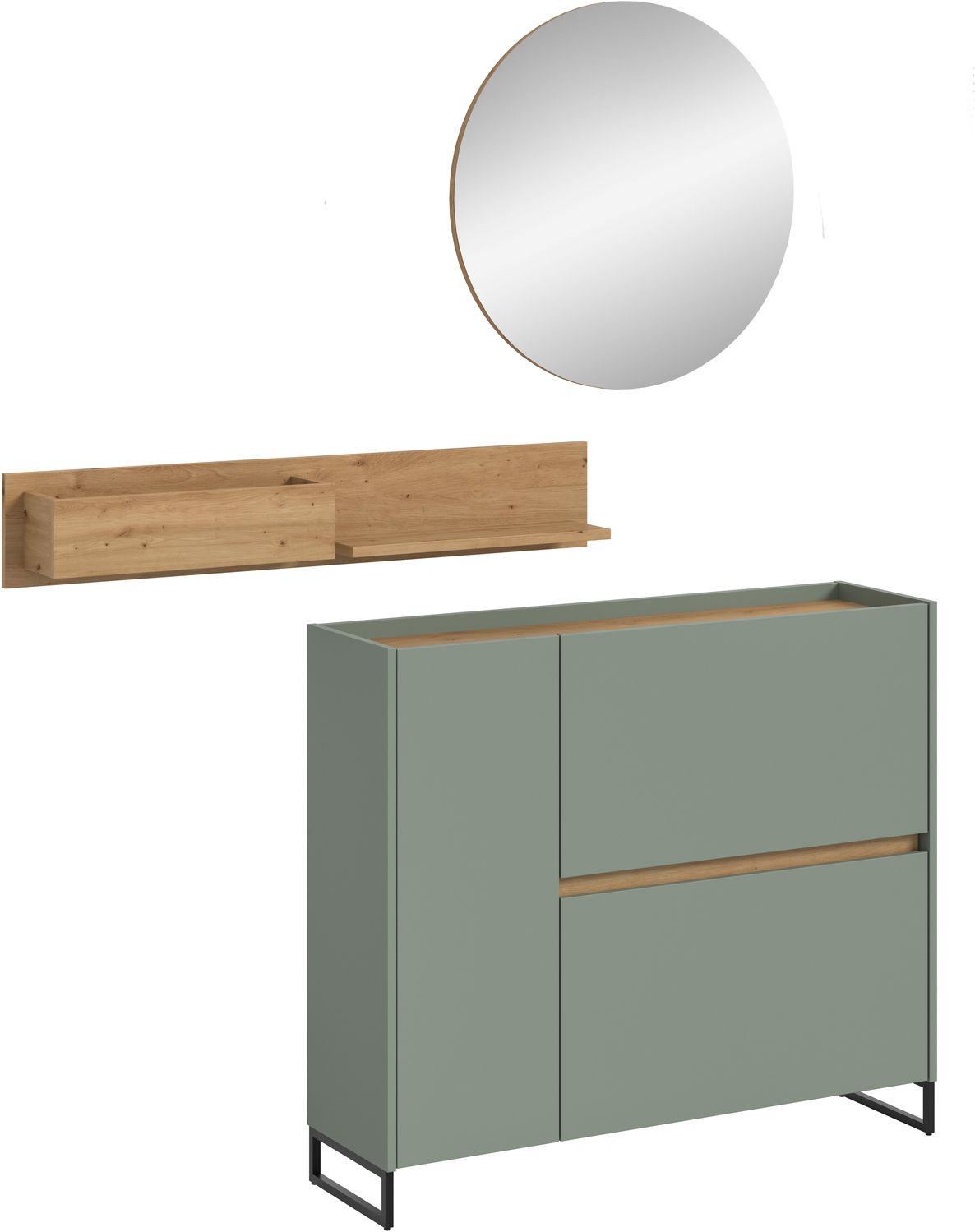 Garderobenkombination B/H/T: 197x140x32 cm in Salbei Nachbildung und Artisan Oak Nachbildung Bild 1