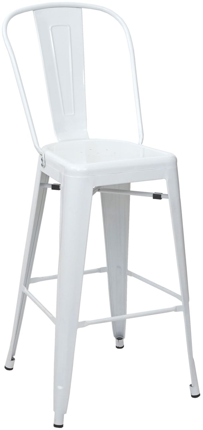 Barhocker HWC-A73, Barstuhl Tresenhocker mit Lehne, Metall Industriedesign ~ weiß Bild 1