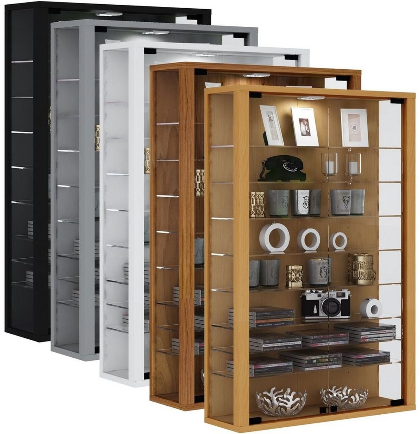 VCM Wandvitrine Vitrosa 904115 Silber H. 91 x B. 59 x T. 18 cm Bild 1