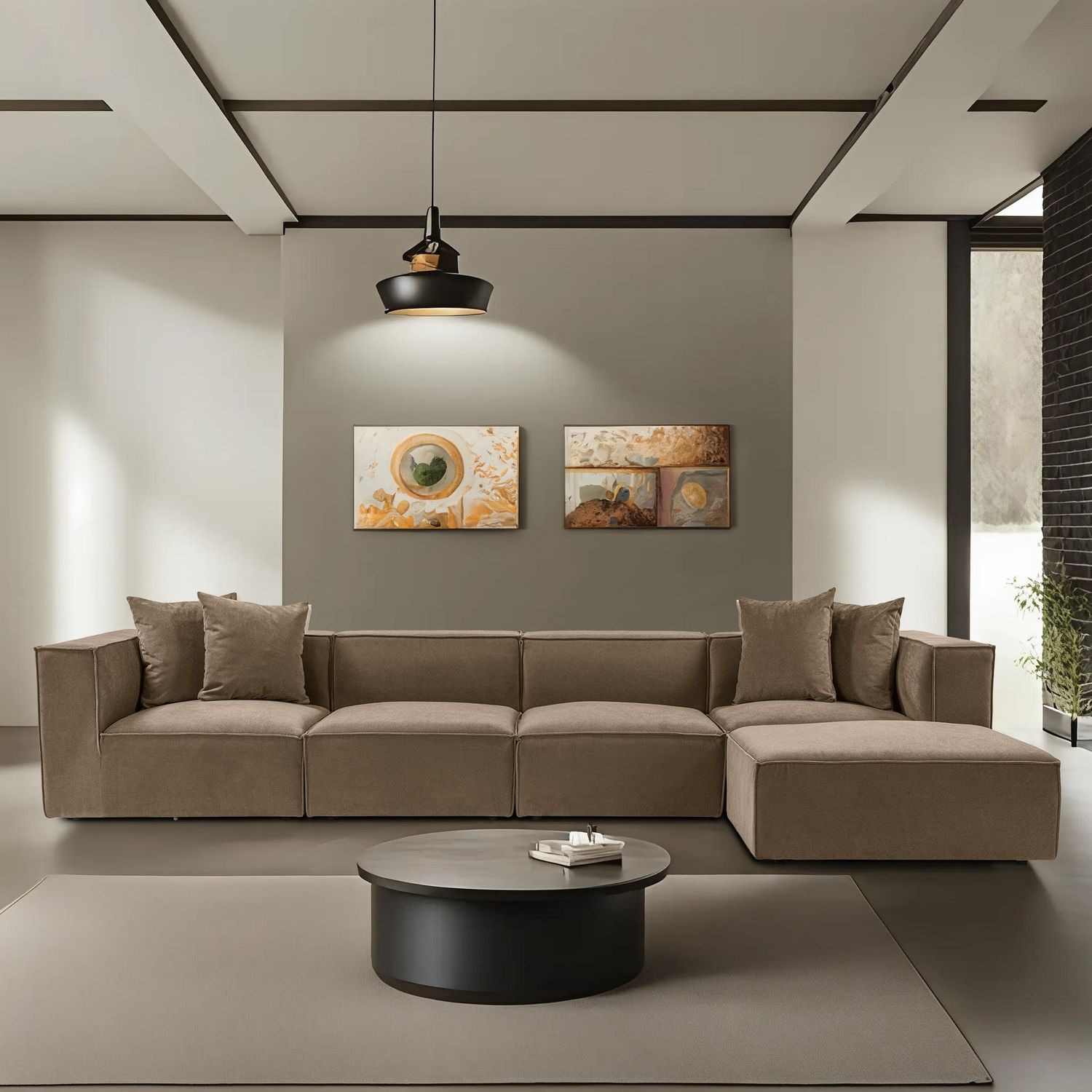 Ecksofa, 'Sora', 65 x 190 x 350, Braun Bild 1