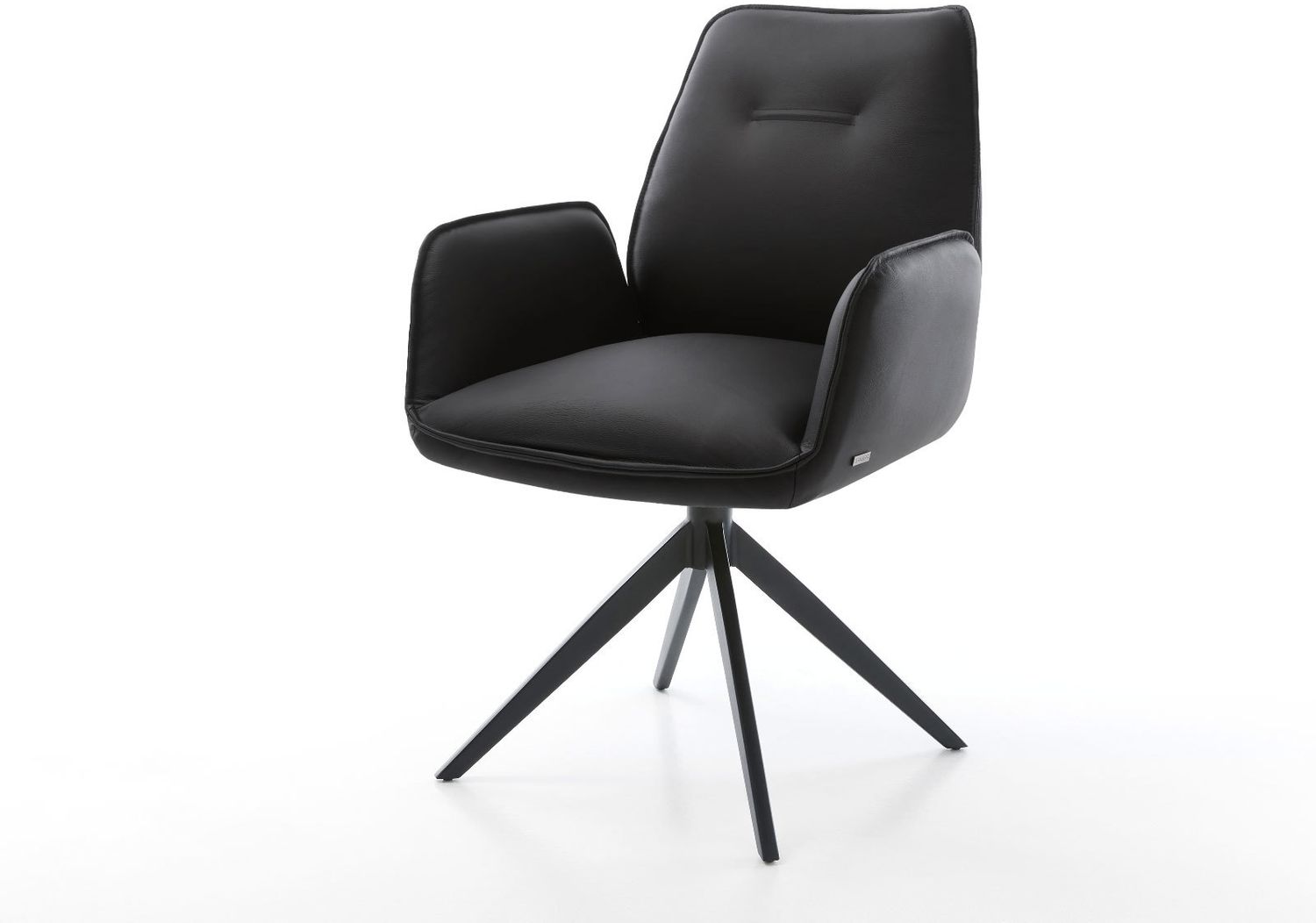 Drehstuhl Zoa-Flex Echt-Leder Schwarz Kreuzgestell breit Schwarz 360° drehbar Wippfunktion Taschenfederkern Bild 1