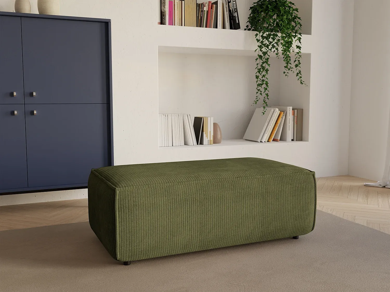 Vente-unique - AMELIA Pouf SamtStoff Grün - B 69 cm x H 42 cm x L 102 cm Bild 1