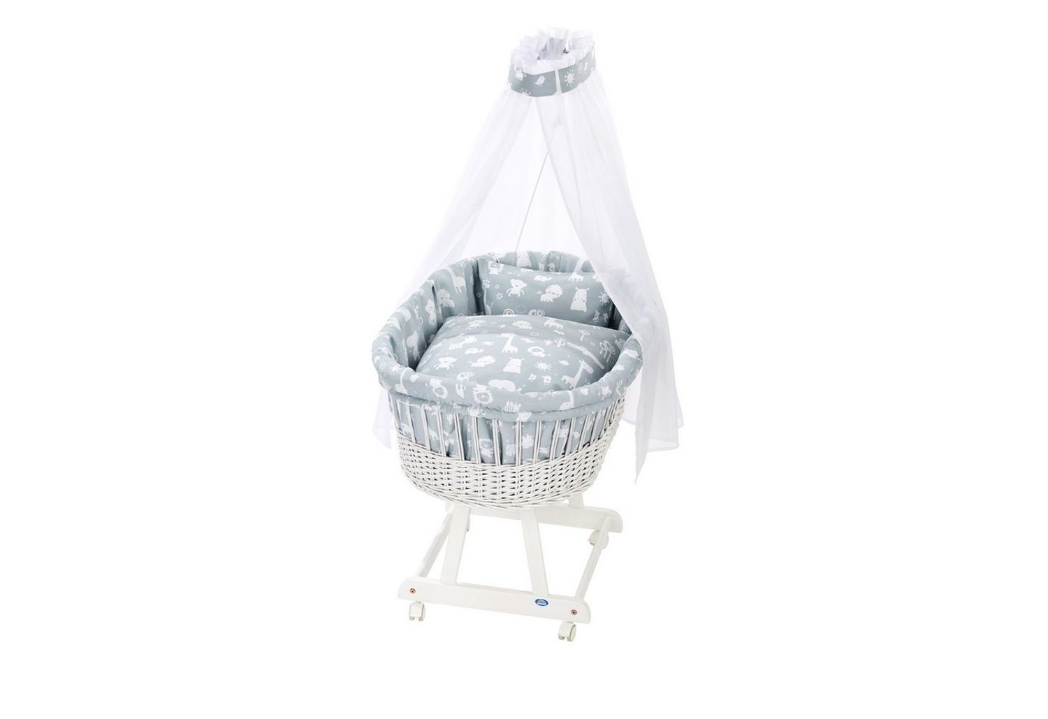 Alvi Stubenwagengarnitur Birthe 3-tlg. Himmelset Zootiere puderblau 80x80 cm Bild 1