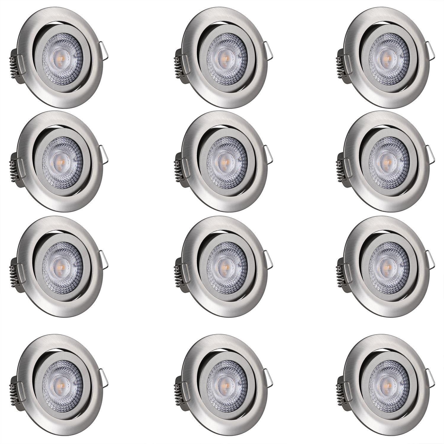 Monzana Einbauleuchte 12er Set schwenkbar und dimmbar Stil Nickel Bild 1