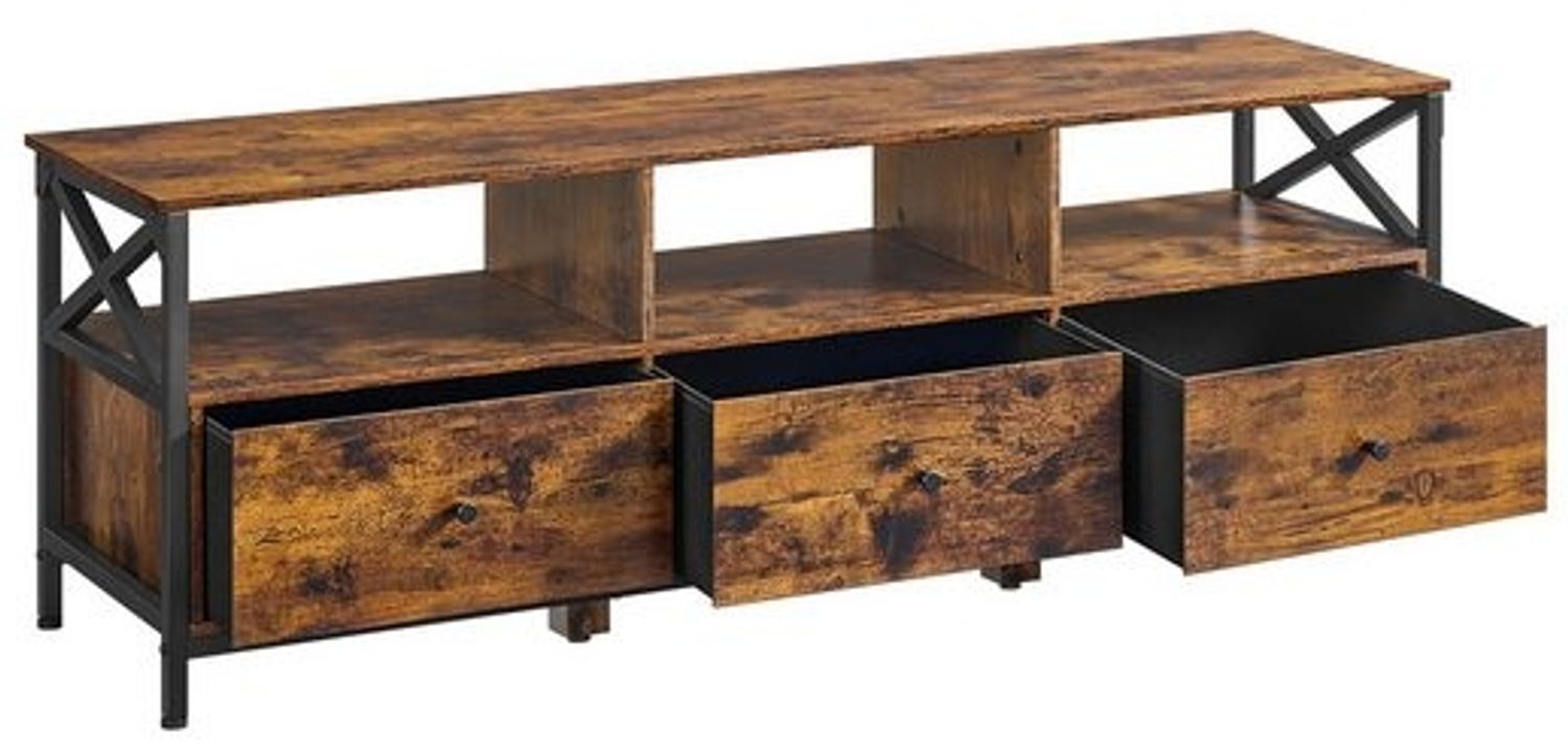 VASAGLE Fernsehtisch, TV-Ständer für Fernseher bis zu 65 Zoll, reichlich Stauraum, 147 x 40 x 50 cm, braun-schwarz Bild 1