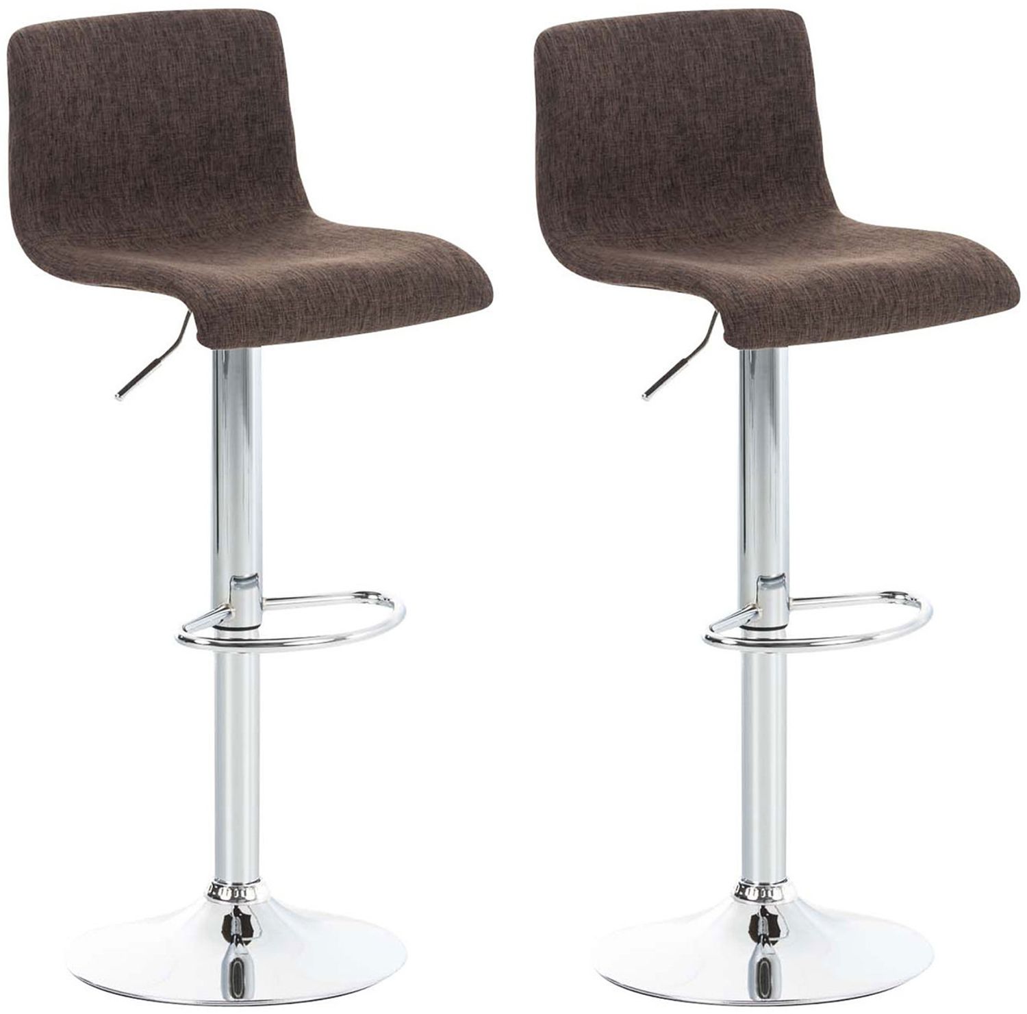Barhocker 2er Set BERLIN - Braun, Stoff Barhocker mit Lehne Barstuhl Tresenhocker Tresenstuhl Kneipenhocker Kneipenstuhl Bild 1