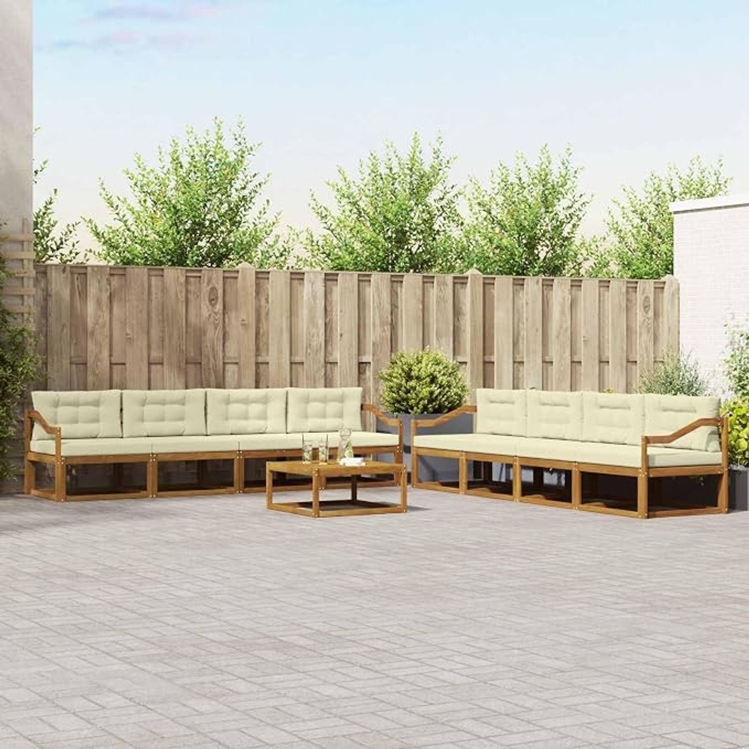 IKAYAA Muebles de Terraza de Madera – Set de Sofás de Jardín con Diseño Esquinero, Perfecto para Disfrutar al Aire Libre Bild 1