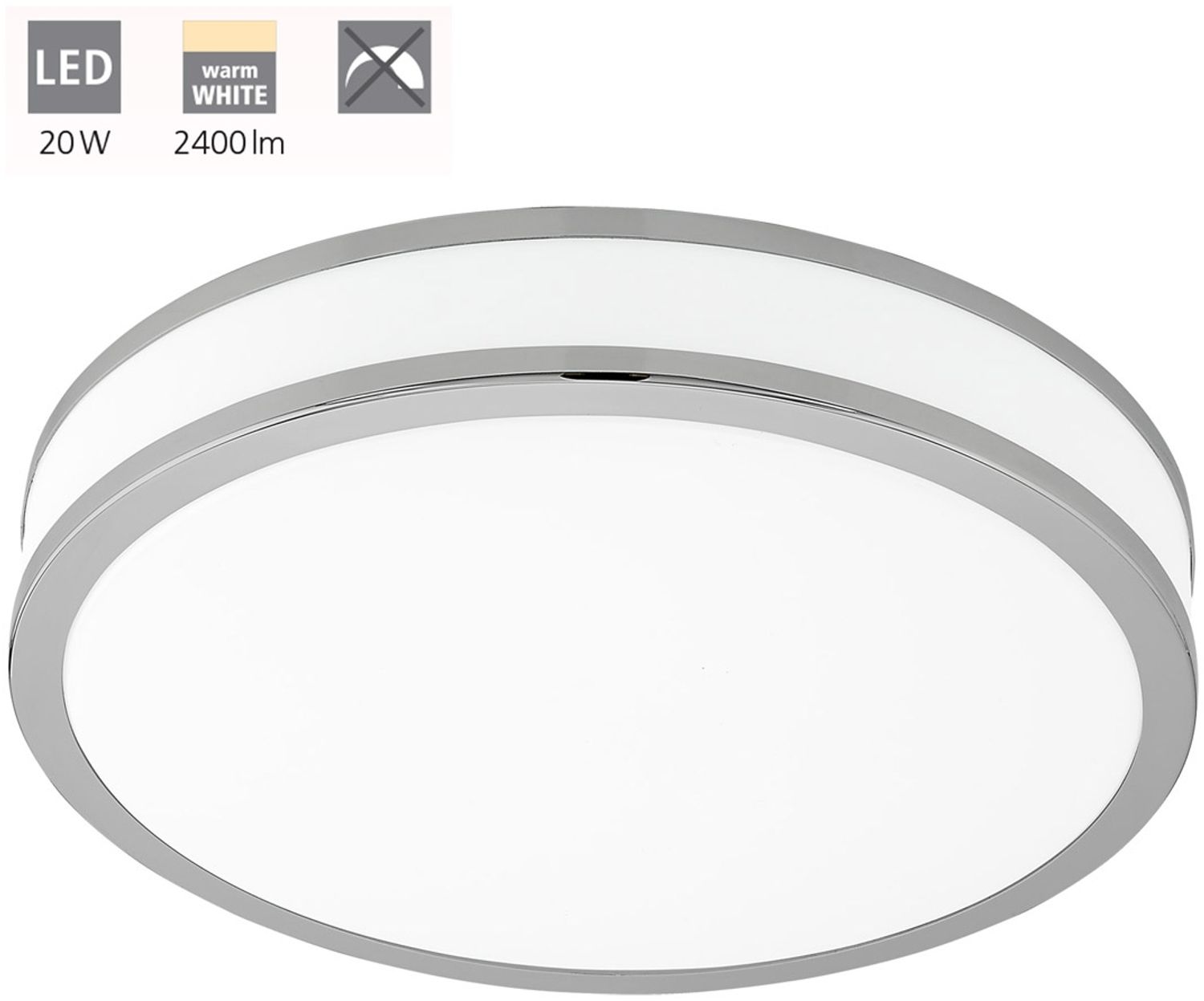Eglo 95684 Wandleuchte Deckenleuchte Palermo 2 in weiß, chrom 20W H:6cm Ø41cm Bild 1
