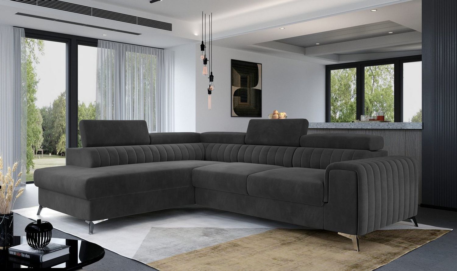 MOEBLO Ecksofa OLIVIER, mit Schlaffunktion und Bettkasten, Couch für Wohnzimmer, Schlafsofa Sofagarnitur L-Form Wohnlandschaft mit Bettfunktion, mit Schlaffunktion Bild 1