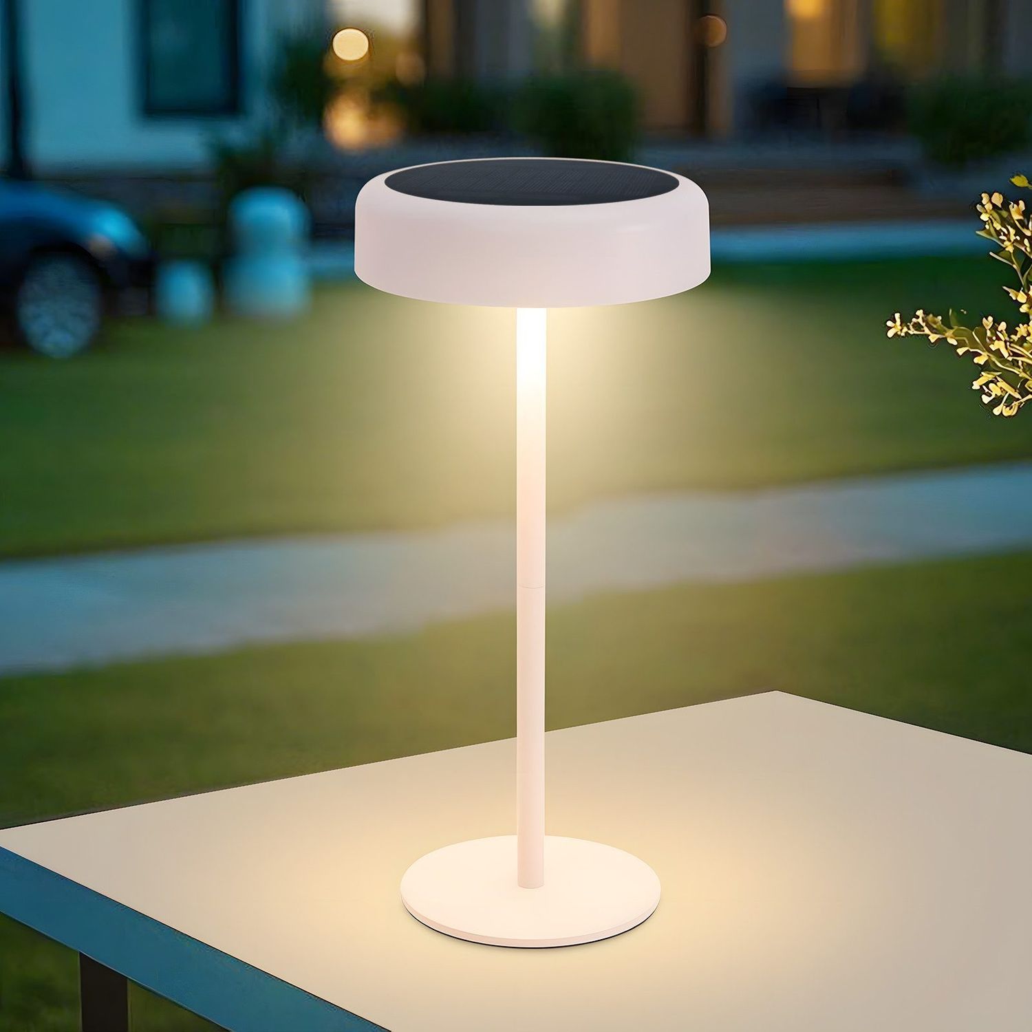 ZMH Solar-Nachttischlampe mit Akku – Kabellose LED-Tischlampe, 3600 mAh wiederaufladbar, Touch – dimmbar, weiße Lampe mit USB-Akku, Solarleuchten für modernes Wohnzimmer, Außenbereich Bild 1