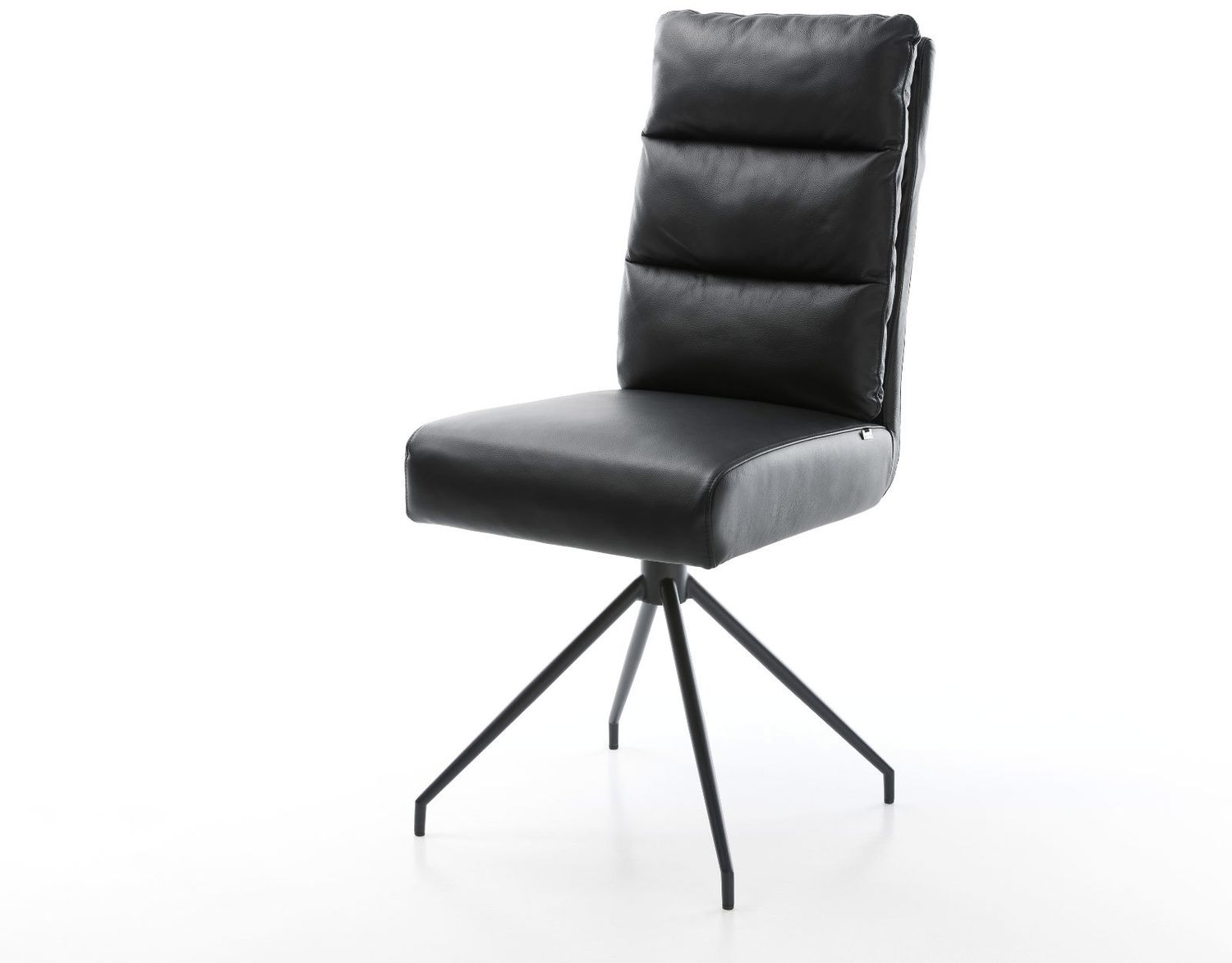 Esszimmerstuhl Pela-Flex Echt-Leder Schwarz Kreuzgestell konisch Schwarz Taschenfederkern Bild 1