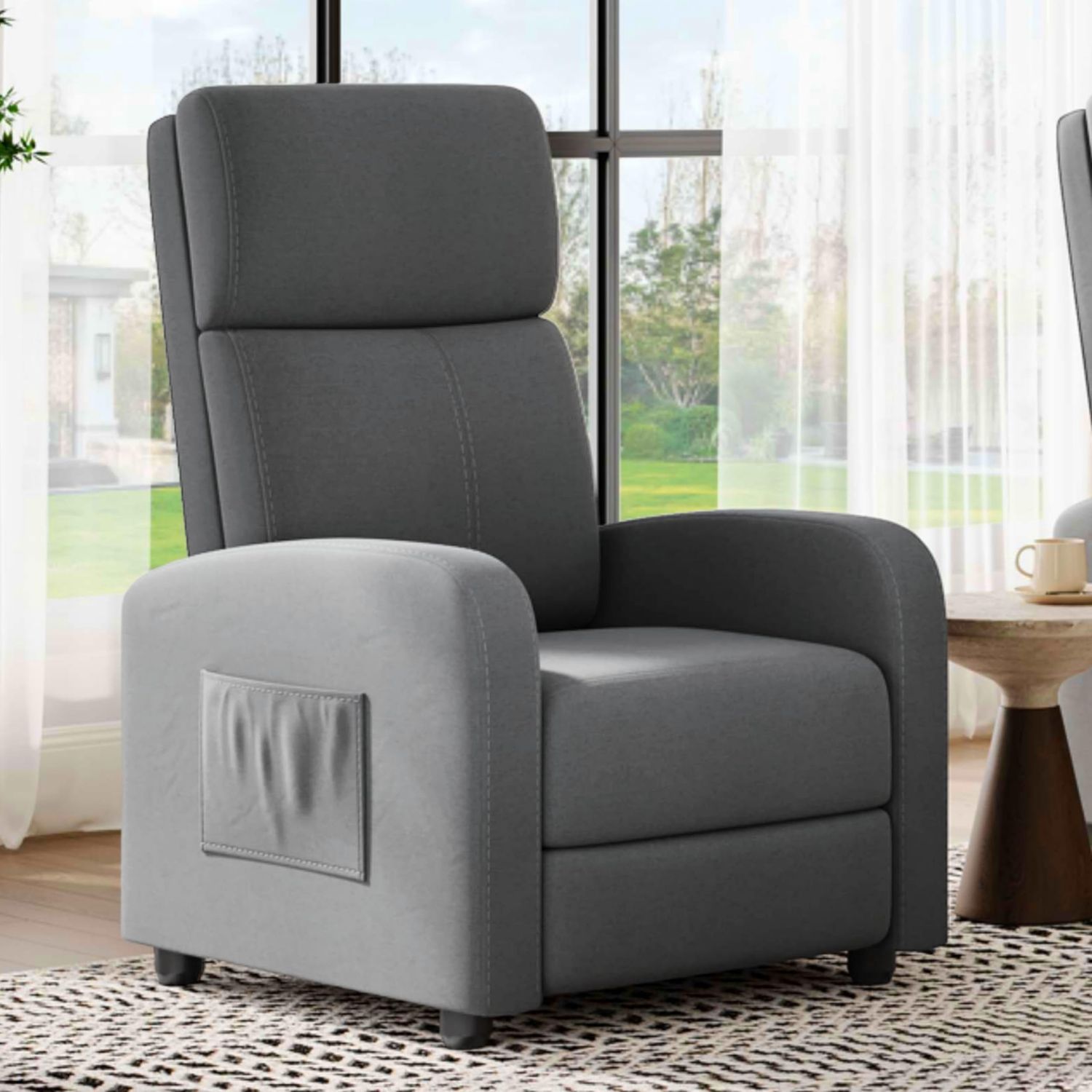 GarveeHome Relaxsessel Fernsehsessel Ruhesessel Liegesessel mit Liege-Funktion Polstersessel Leinen verstellbar Einzelliegesessel Wohnzimmer Schlafzimmer Heimkino (Grau2) Bild 1