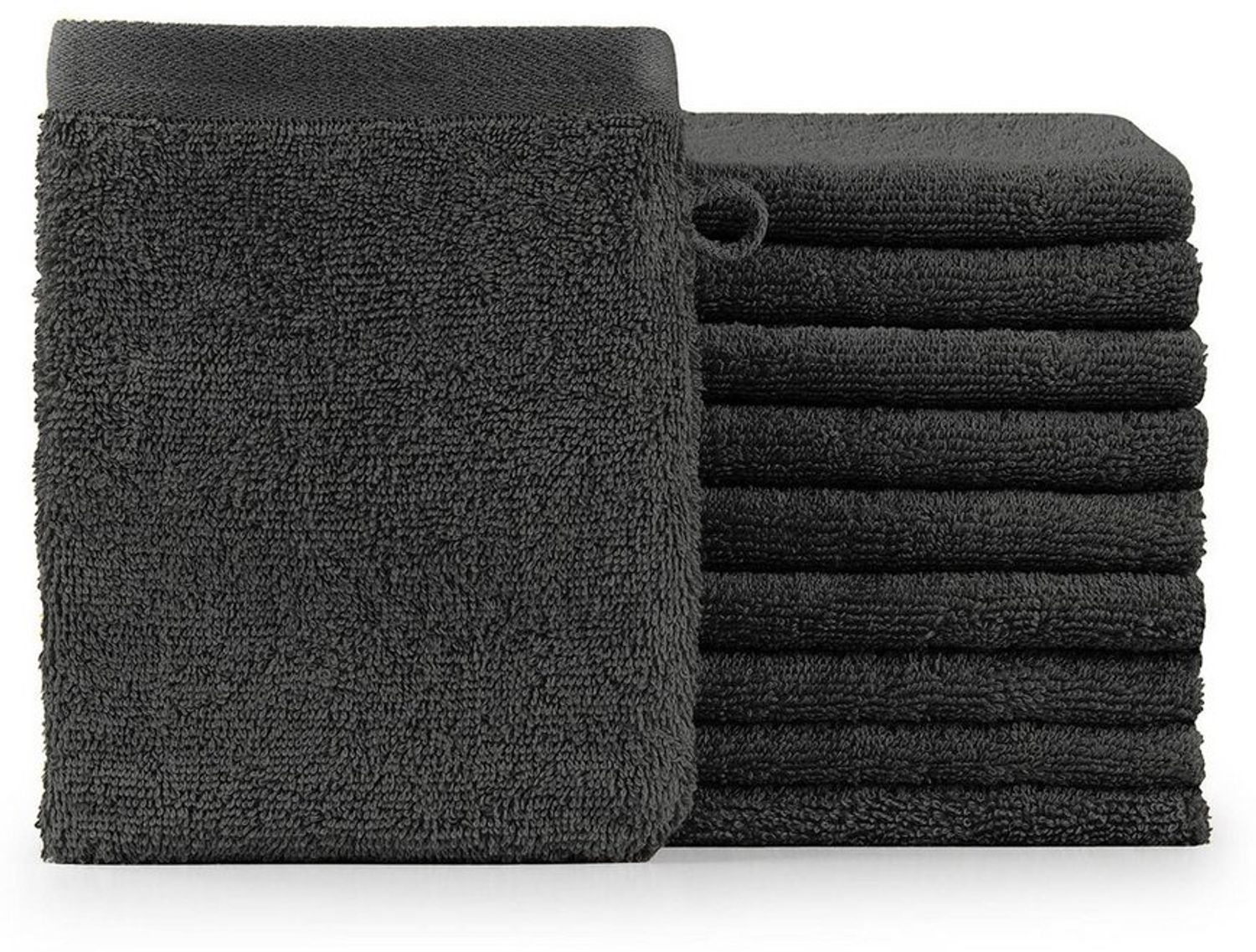 Blumtal Waschhandschuh 10er Set aus Frottee 15x20 cm - weich und saugstark, (Set), mit modischer Bordüre und praktischer Aufhängeschlaufe, 100% Baumwolle Bild 1