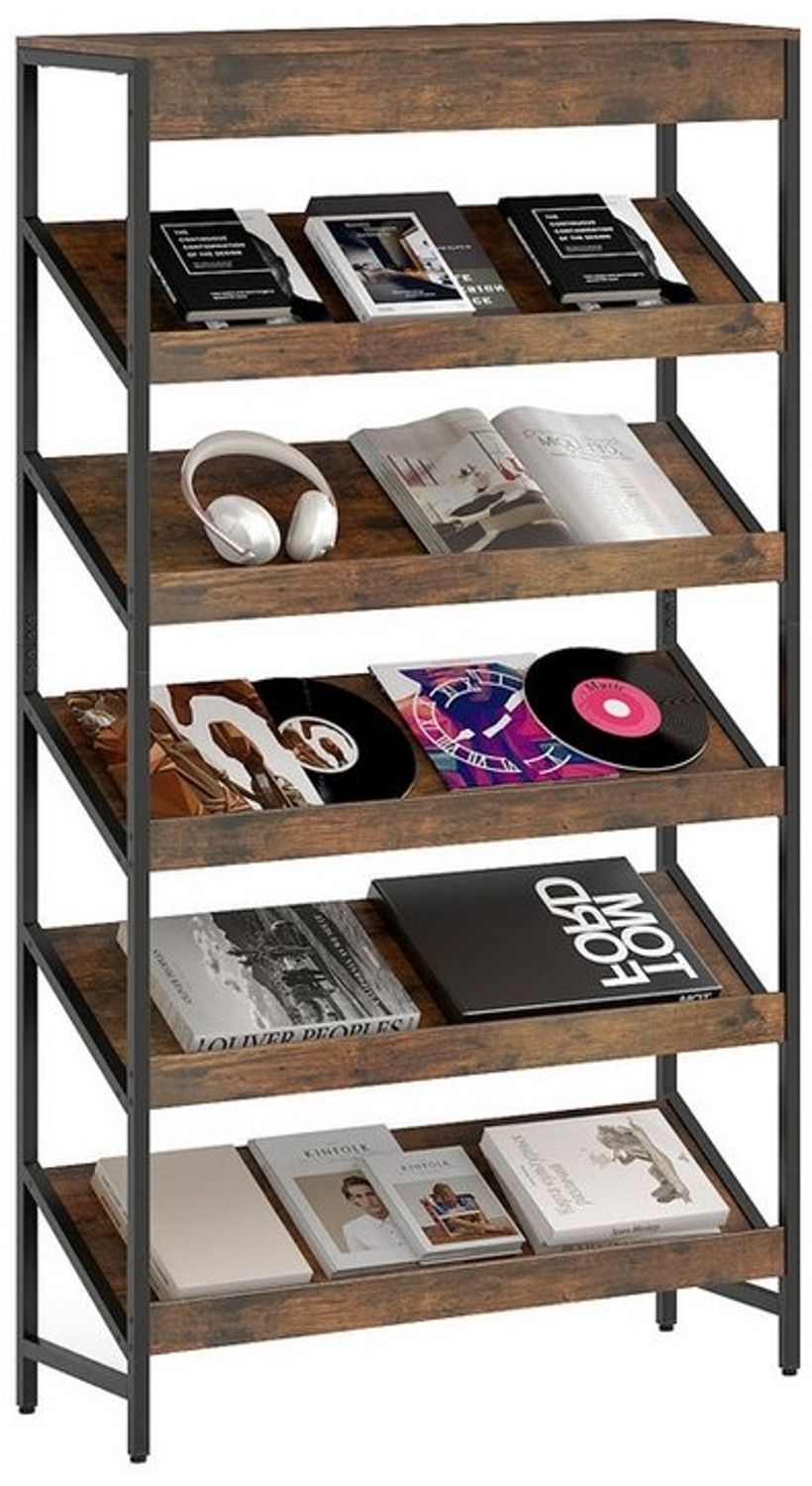COSTWAY Bücherregal, 6-stöckiges freistehendes Lagerregal mit schräger Anzeige Bild 1