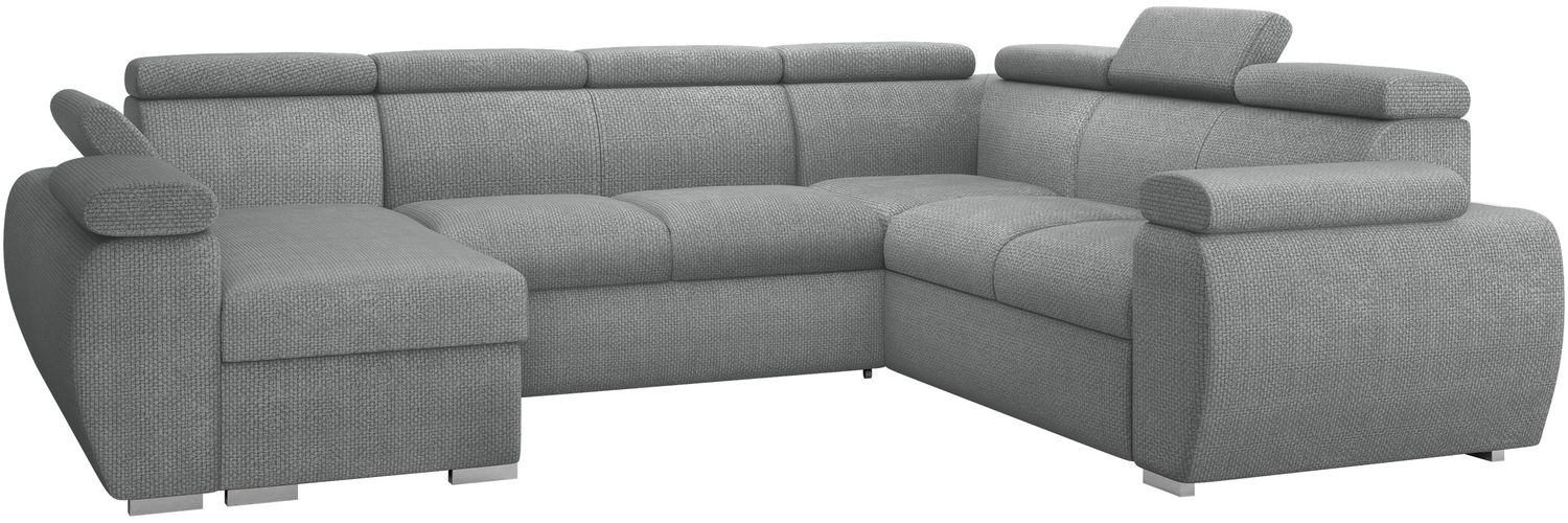 Wohnlandschaft Boston U mit Bettkasten, Schlaffunktion, Einstellbare Kopfstützen (Farbe: Flow 17, Seite: Links, LC+2p+R+2r) Bild 1