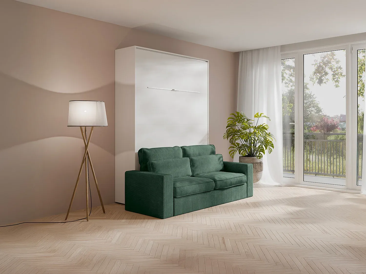 Vente-unique - RAPILI Bett Holz, Platte Weiß - B 133 cm239,2 cm x H 225,2 cm x L 200 cm Bild 1