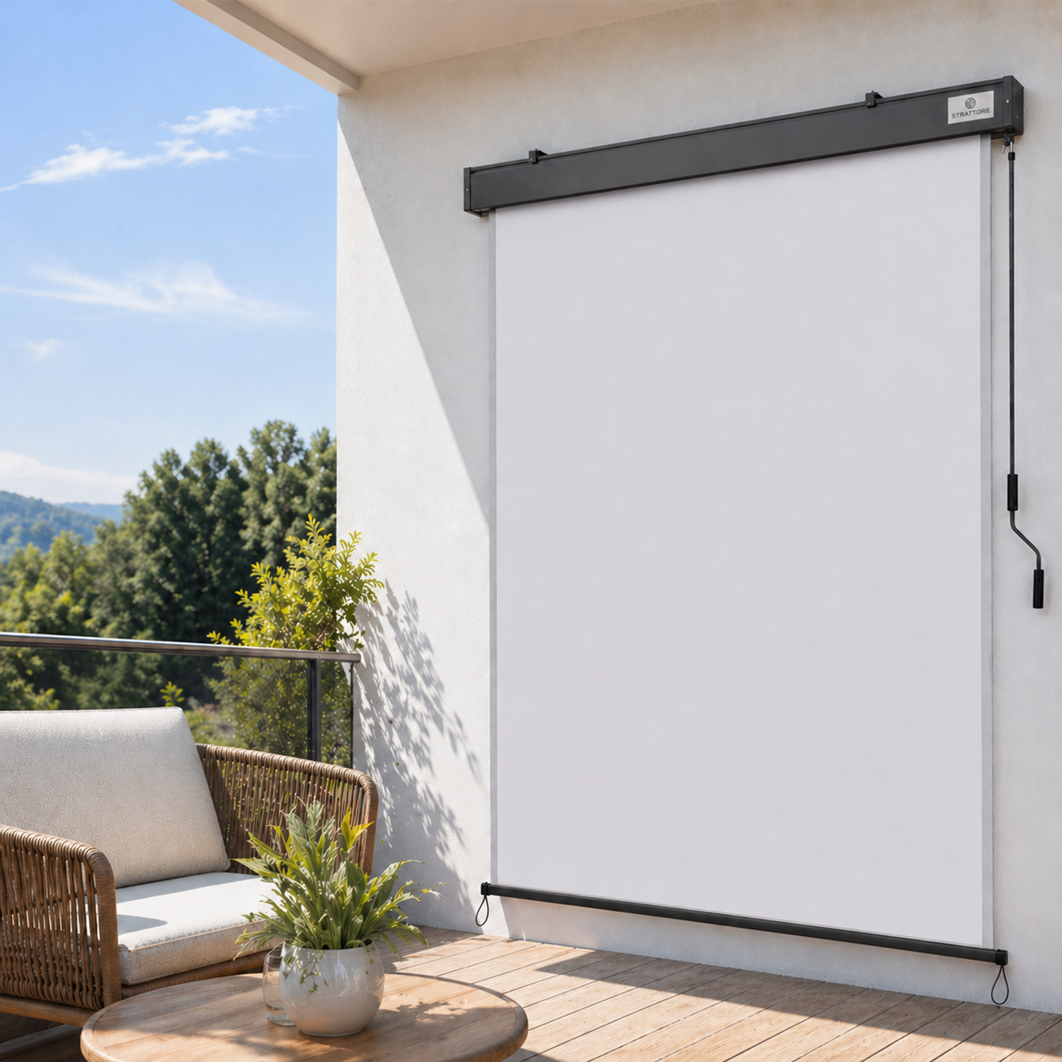 Strattore Ausziehbare Senkrechtmarkise / Vertikalmarkise 120 x 250 cm - Hellgrau Bild 1