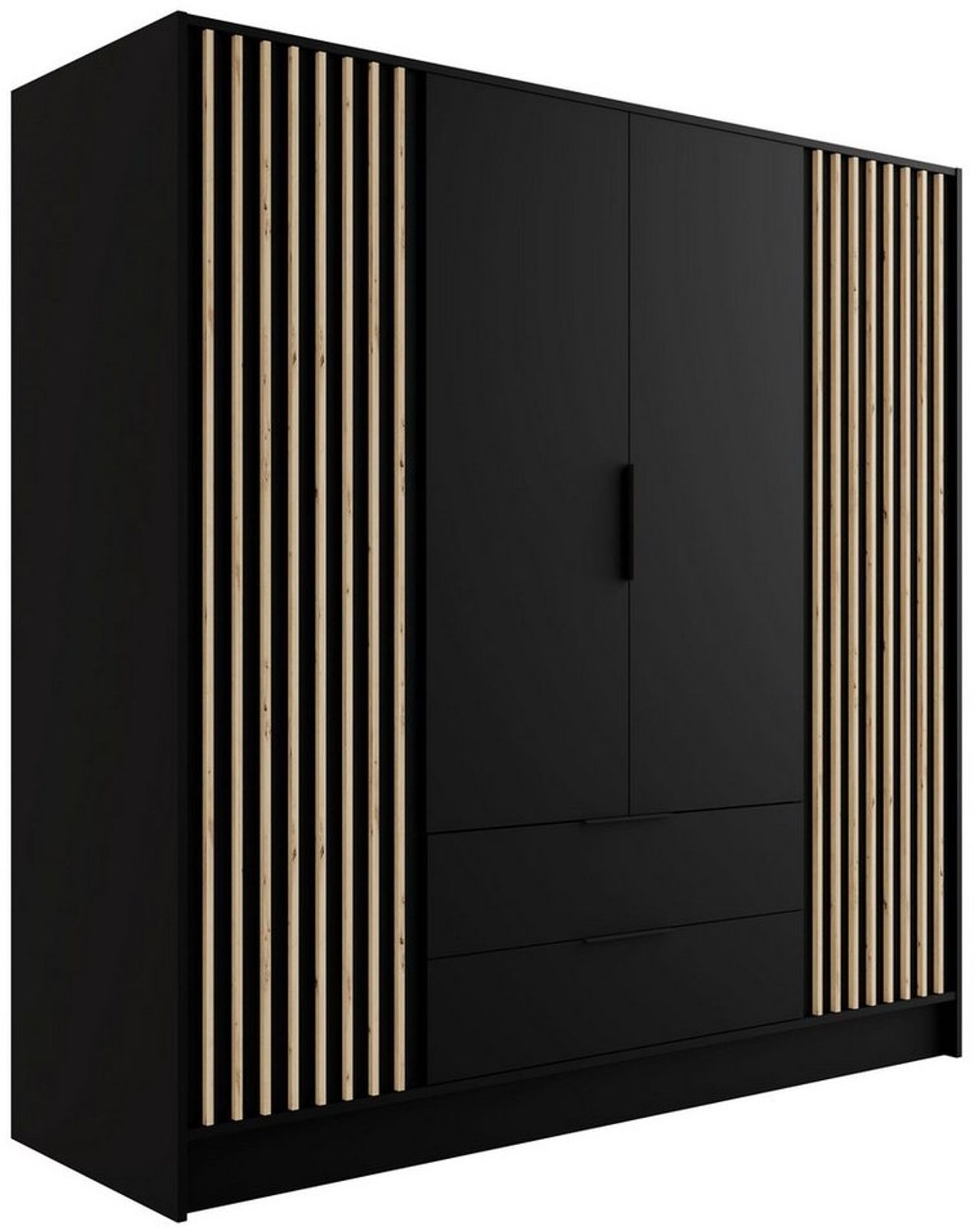 ALTDECOR Drehtürenschrank NELIA (Kleiderschrank Garderobenschrank mit viel Stauraum, Moderner Schrank) Vielseitiger Drehtürenschrank mit Spiegeltüren Spiegel Lamellen Bild 1