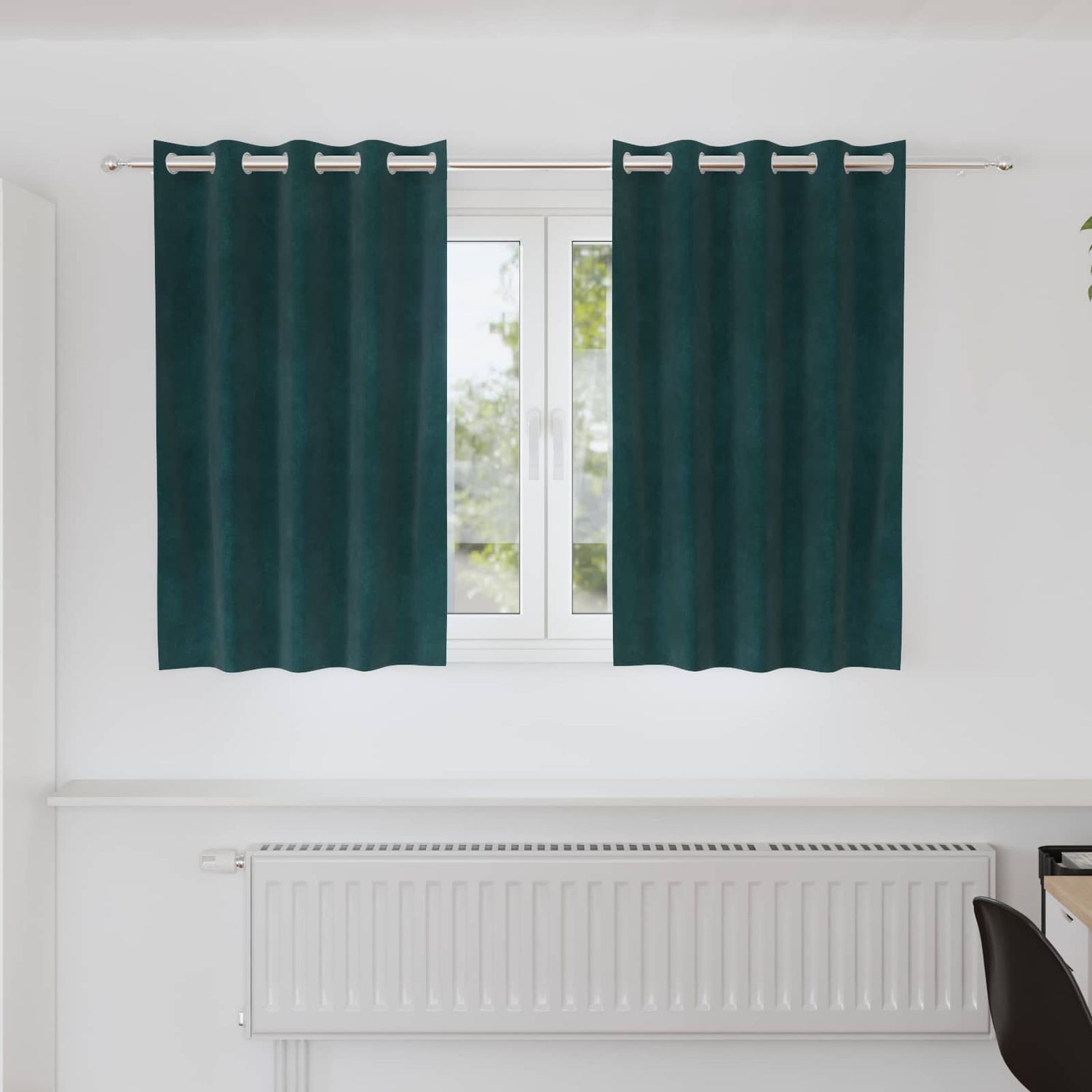 vidaXL Verdunkelungsvorhänge 2 pcs Dunkelgrün 140 x 140 cm Samt 4107208 Bild 1