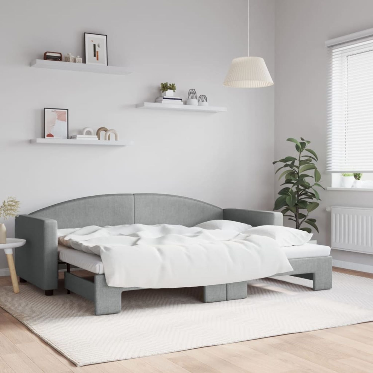 vidaXL Tagesbett Ausziehbar Hellgrau 80x200 cm Stoff 3197183 Bild 1