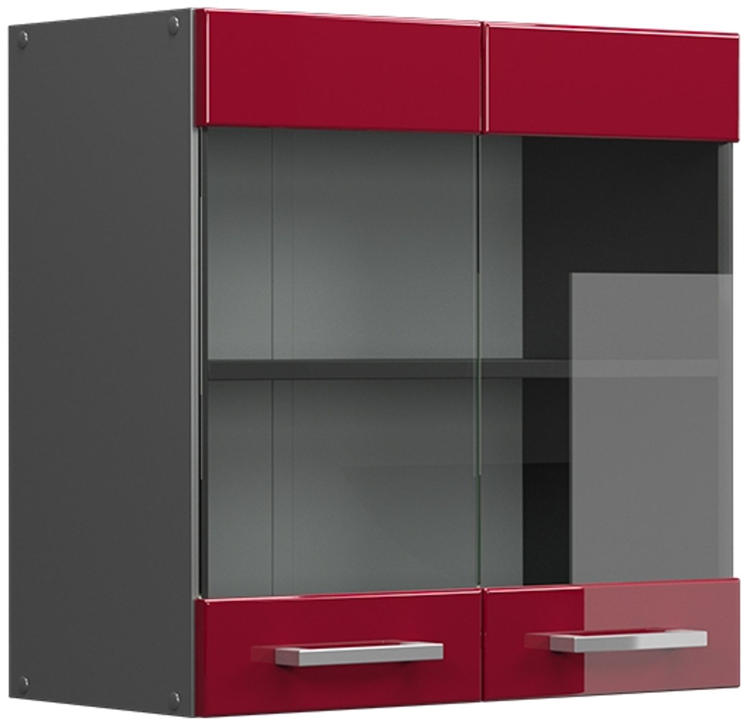 Küchenglasschrank R-Line Rot Hochglanz 60 cm Vicco Bild 1