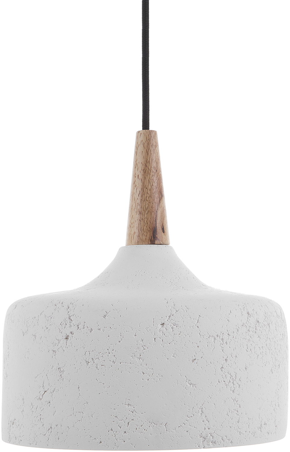 'Burano' Hängeleuchte Weiß Gips Holzoptik mit Schirm in Glockenform Minimalistischer Industrieller Stil Bild 1