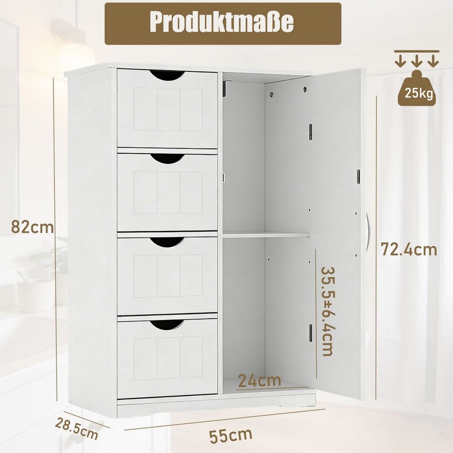 SURFOU Badkommode Badezimmerschrank Badezimmer-Aufbewahrungsschränke (mit großer Schublade), mit verstellbaren Regalen für Badezimmer, Wohnzimmer, Schlafzimmer Bild 1