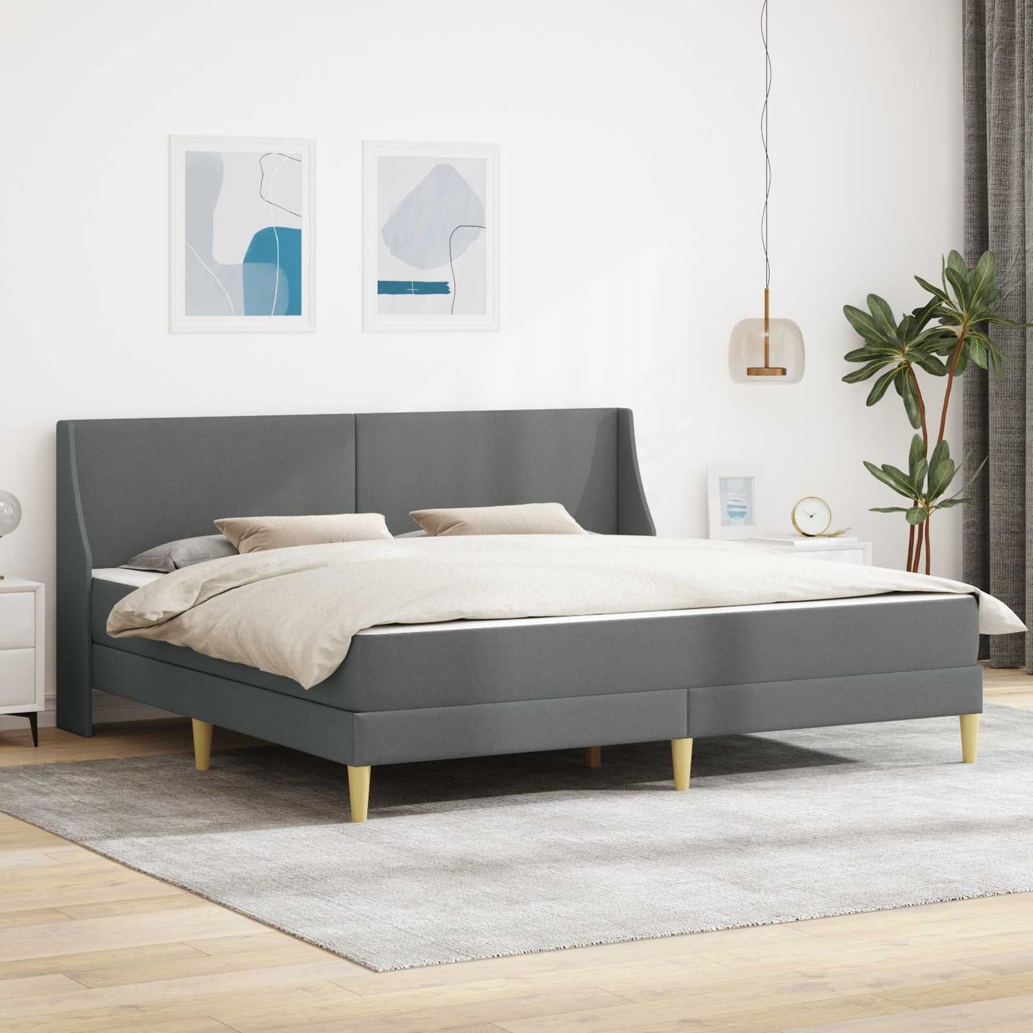 vidaXL Bettgestell mit Matratze Dunkelgrau 180 x 200 cm Polyester 3414750 Bild 1