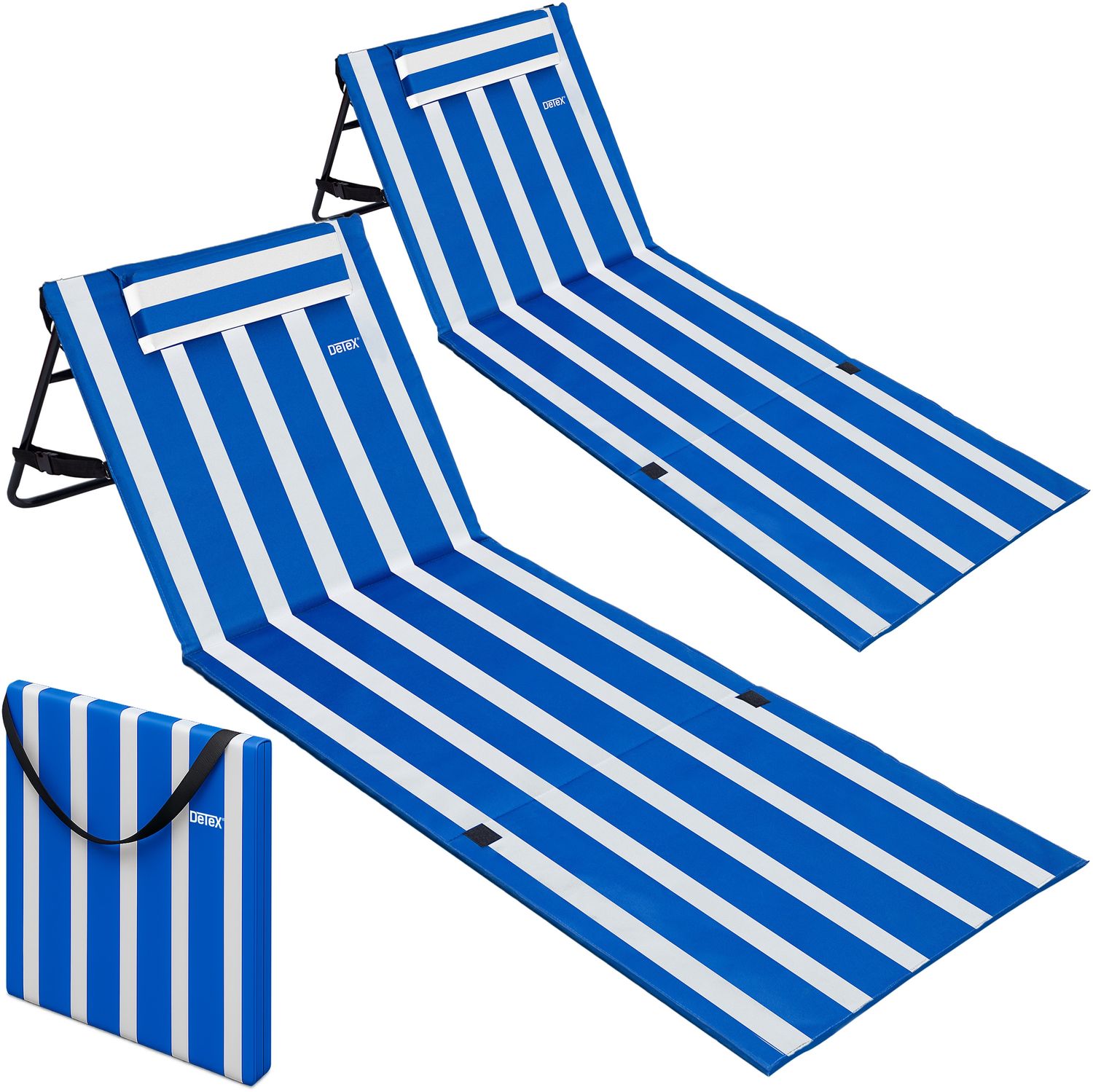 DETEX® Strandmatte 2er-Set Blau/Weiß 158 x 56 x 46 cm gepolstert Bild 1