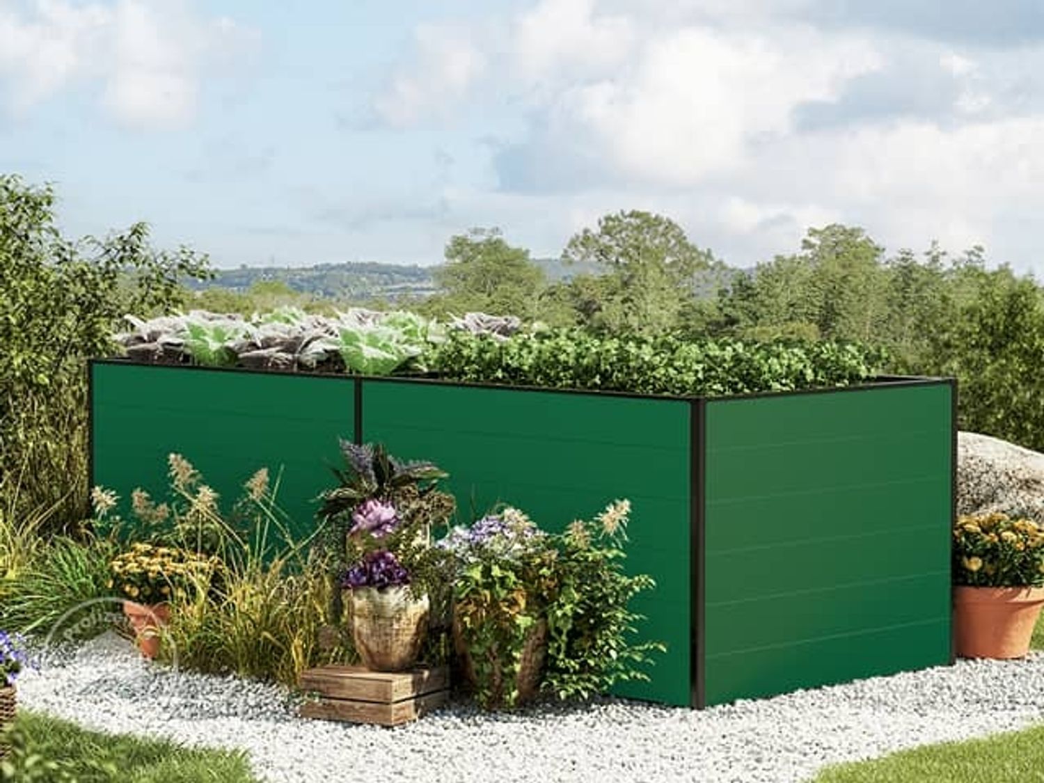 GFP Aluminium Hochbeet KINGSIZE DANIELA - 235 x 99 x 77 cm - Grün, Stecksystem, langlebig Bild 1
